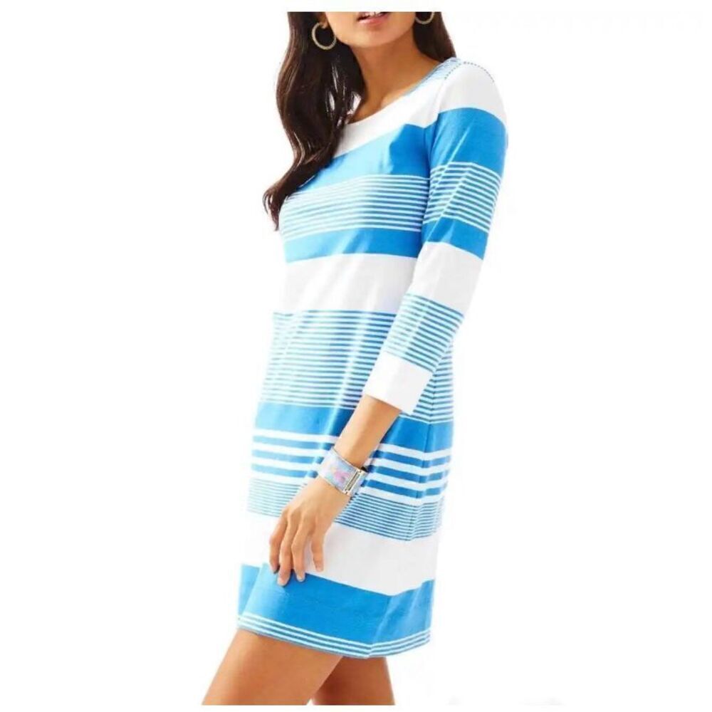 Lilly Pulitzer Marlowe T shirt Bay blue Coconut stripe dress Sz XS